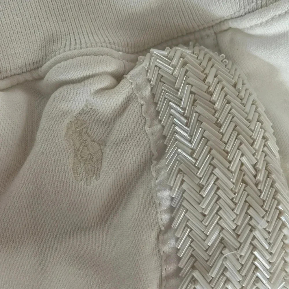 Polo Ralph Lauren White Joggers Preppy Beaded Size L - Picture 6 of 13